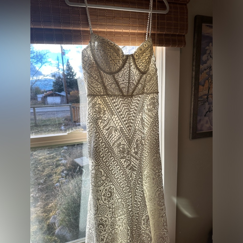 Rish Anna Corset Lace Fit & Flare Wedding Gown